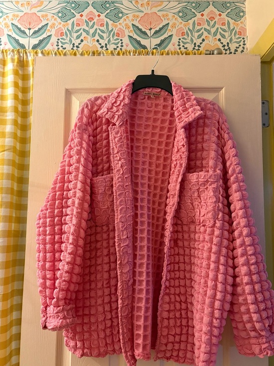 Bailey Rose Accessories - Cozy Pink Textured Teddy Jacket for Women